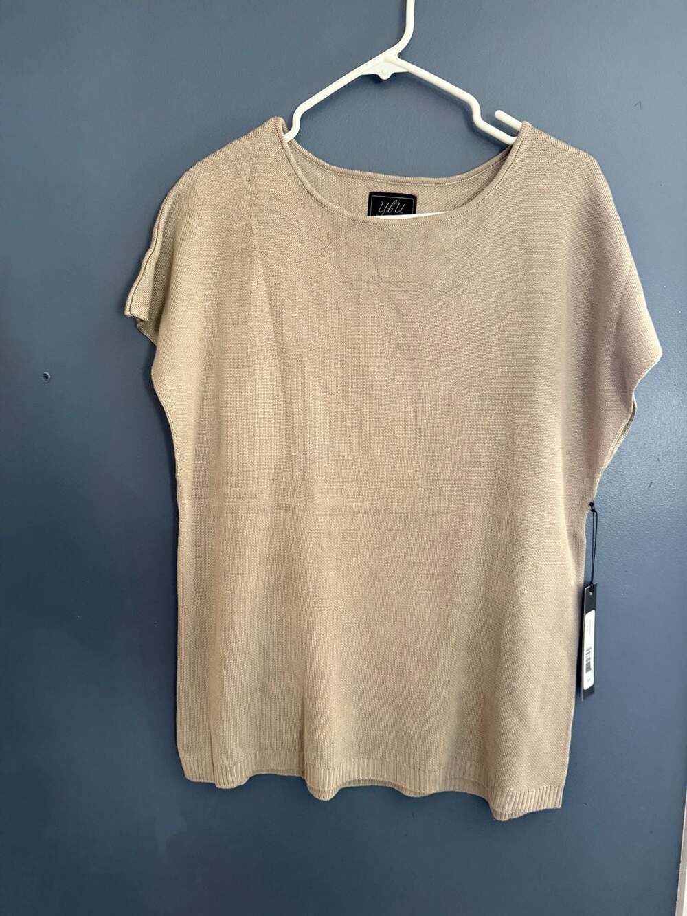 UBU Taupe Spun Rayon Knit Cap Sleeve Sweater Top - Size XS